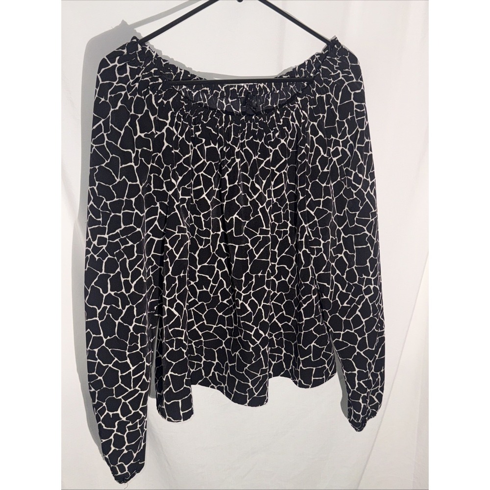 SANCTUARY Off-The-Shoulder Cut-Out BLOUSE SHIRT TOP SZ‎ Medium Animal Print